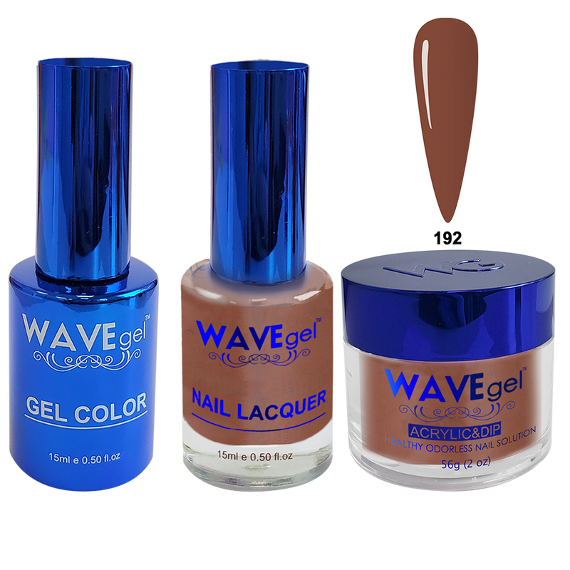 Wave Gel 4in1 Acrylic + Dip Powder + Gel Polish + Lacquer, Winter Holiday, WR192, Burnt Umber