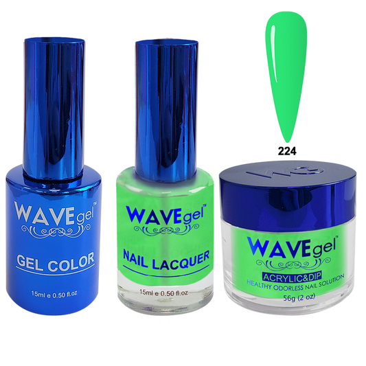 Wave Gel 4in1 Acrylic + Dip Powder + Gel Polish + Lacquer, Royal Collection, Winter Holiday, WR224, Lemon Turf