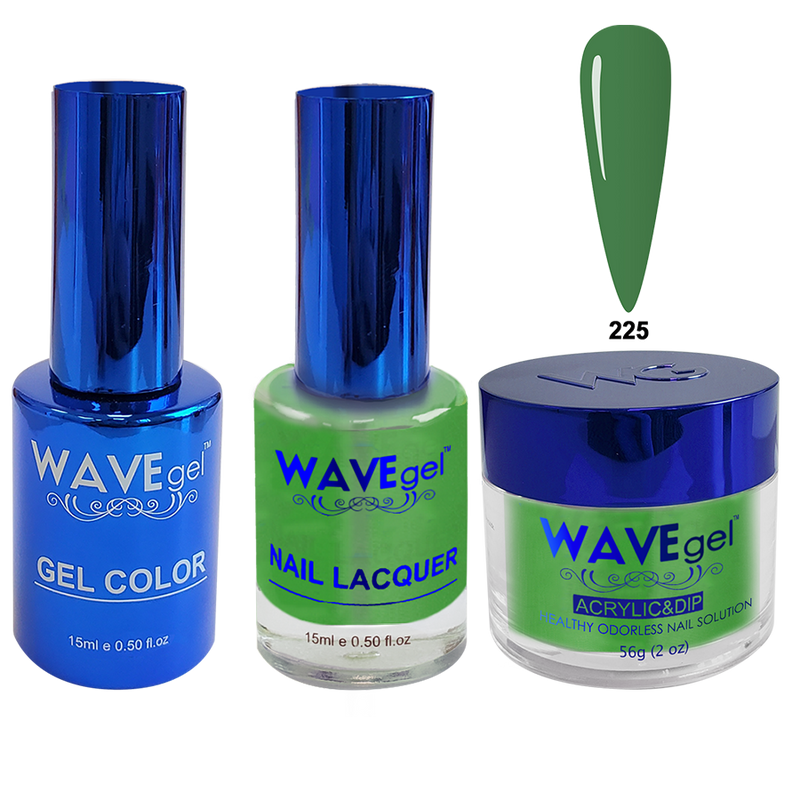 Wave Gel 4in1 Acrylic + Dip Powder + Gel Polish + Lacquer, Royal Collection, Winter Holiday, WR225, Green W Envy