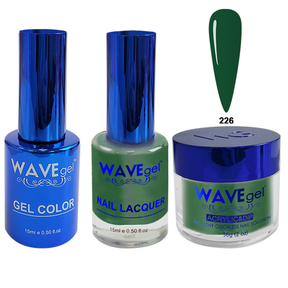 Wave Gel 4in1 Acrylic + Dip Powder + Gel Polish + Lacquer, Royal Collection, Winter Holiday, WR226, Rock Green