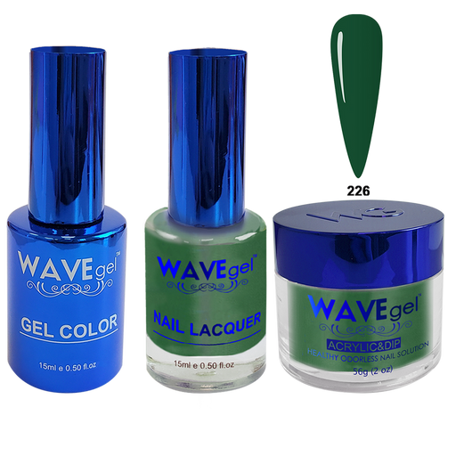 Wave Gel 4in1 Acrylic + Dip Powder + Gel Polish + Lacquer, Winter Holiday, WR226, Rock Green