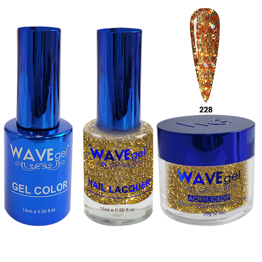 Wave Gel 4in1 Acrylic + Dip Powder + Gel Polish + Lacquer, Winter Holiday, WR228, Gold Under Sea