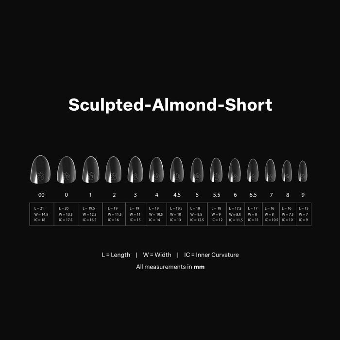 Apres Sculpted Almond Short, Box of Tips, S-AS (Pk: 5 boxes/case)