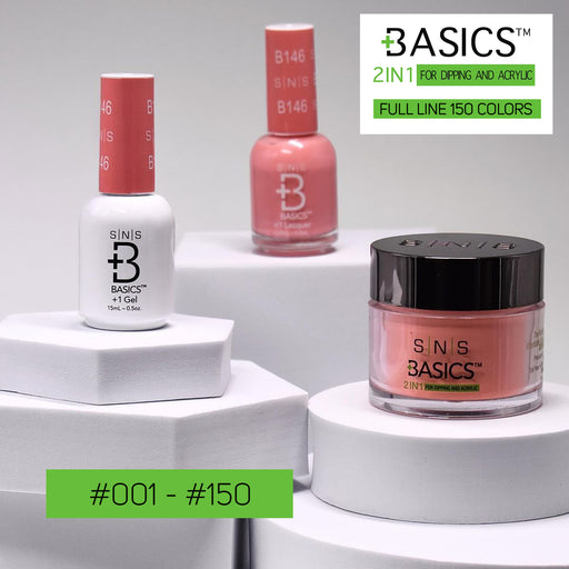 SNS Basics 3in1 Acrylic/Dipping Powder + Gel Polish + Nail Lacquer, Full Line Of 150 Colors (From 001 To 150) OK0928VD