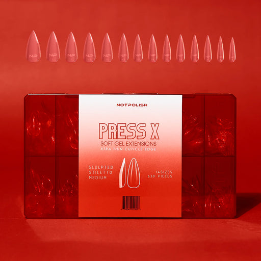 NotPolish Press X Tip BOX - Sculpted Stilleto Medium (Pk: 630 pieces/Box)