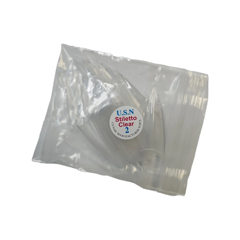 USN Stiletto Crystal Clear Nail Tip (SCC), BIG Bag (Pk: 100 pcs/Small Bag, 10 Small Bags/Big Bag)