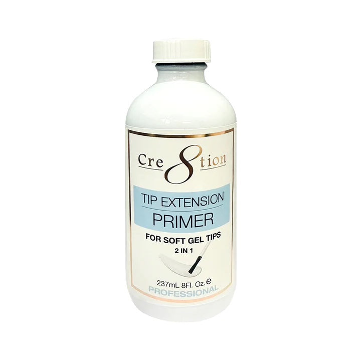 Cre8tion Tip Extension 8oz, PRIMER For Soft Gel Tips 2 in 1
