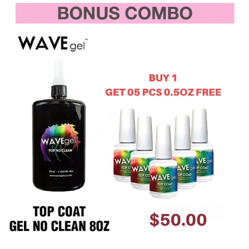 WAVEGEL Top Gel No Clean Refill, 8oz, Buy 1 Get 5pcs Top 0.5oz FREE