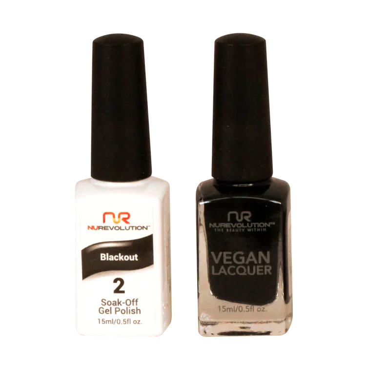 NuRevolution Gel Polish + Nail Lacquer, 002, Blackout OK0425VD