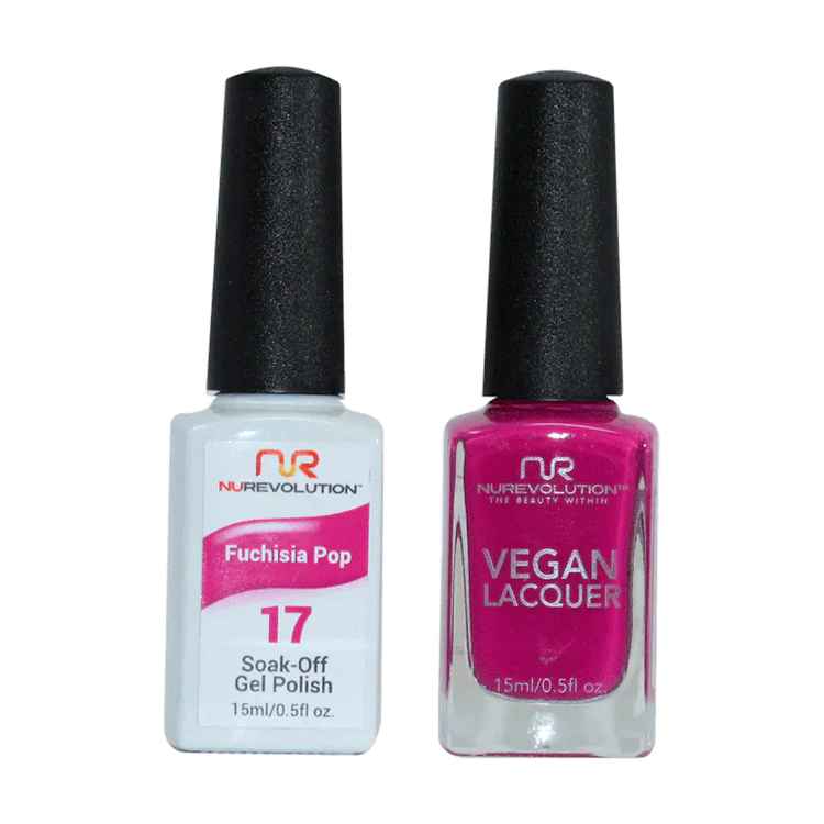 NuRevolution Gel Polish + Nail Lacquer, 017, Fuchsia Pop OK0425VD