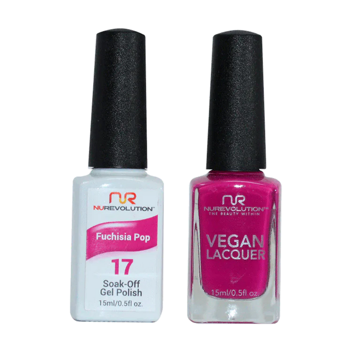 NuRevolution Gel Polish + Nail Lacquer, 017, Fuchsia Pop OK0425VD