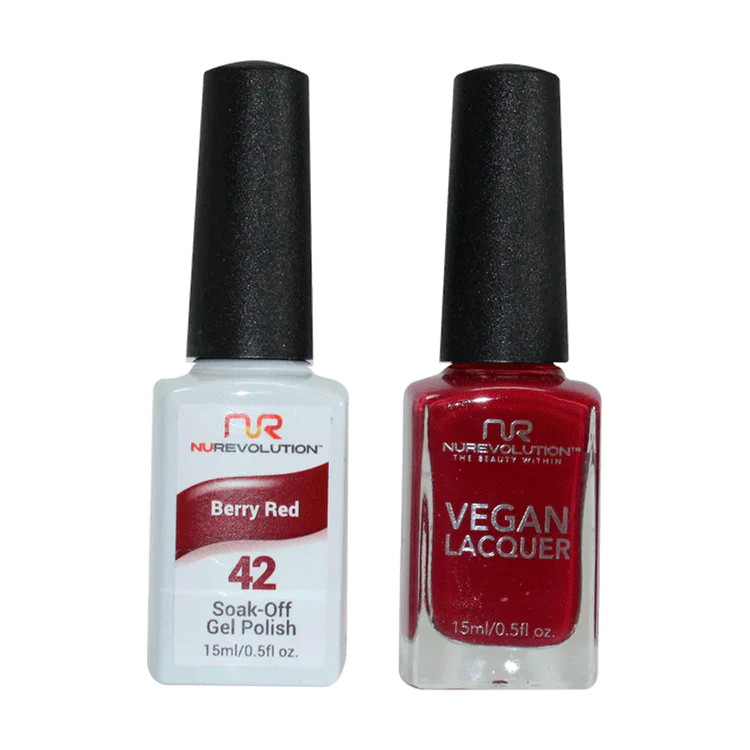 NuRevolution Gel Polish + Nail Lacquer, 042, Berry Red OK0425VD