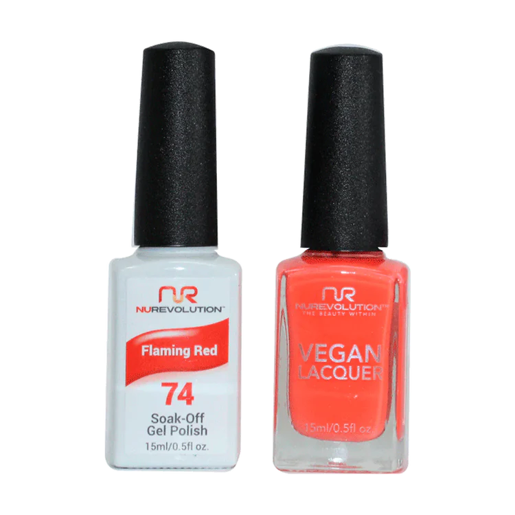 NuRevolution Gel Polish + Nail Lacquer, 074, Flaming Red OK0425VD