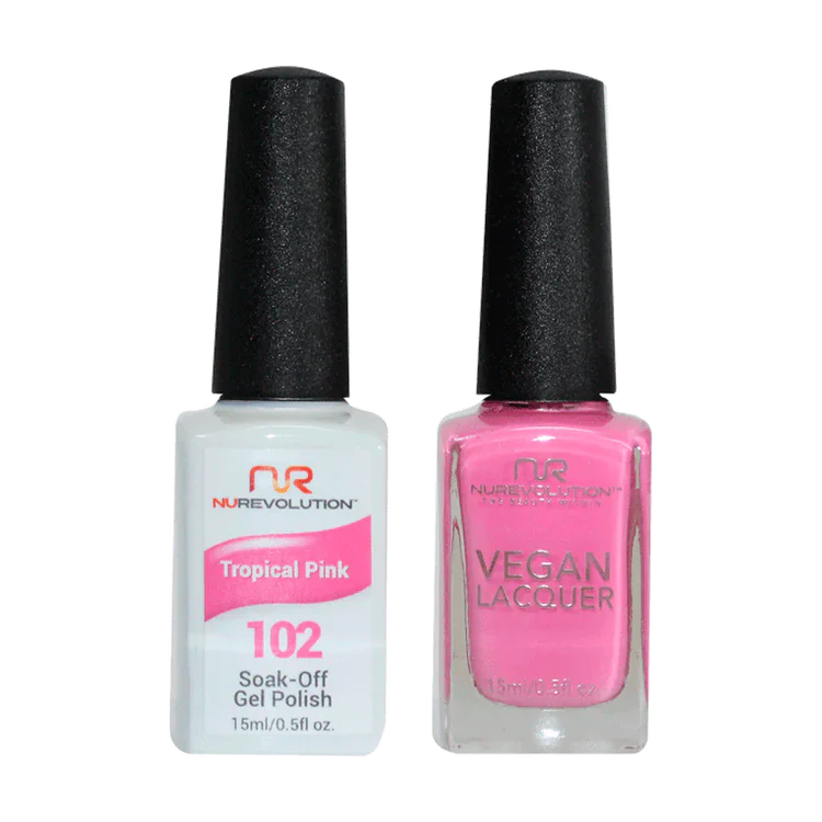 NuRevolution Gel Polish + Nail Lacquer, 102, Tropical Pink OK0425VD