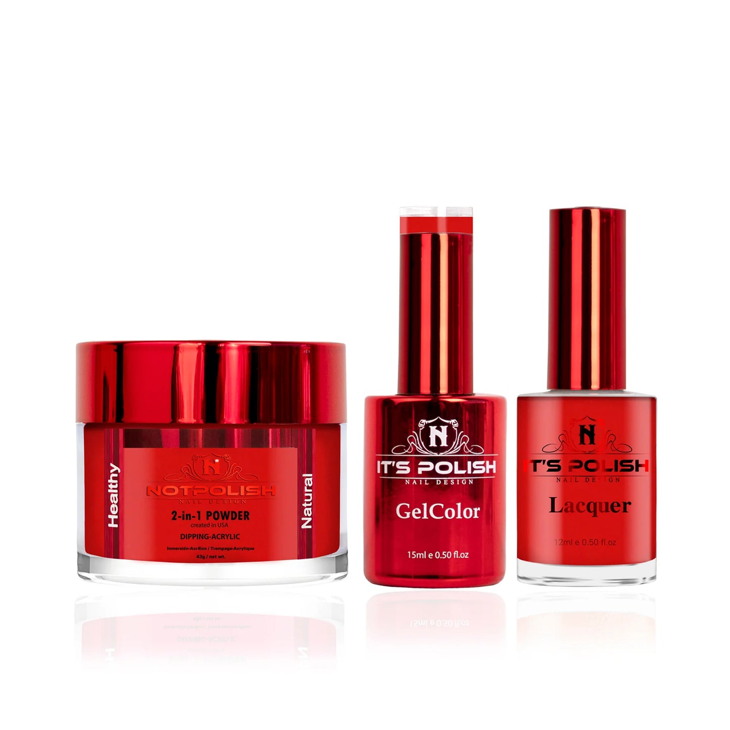 NotPolish 3in1 Acrylic/Dipping Powder + Gel Polish + Nail Lacquer, OM Collection, 059, Fire Engine