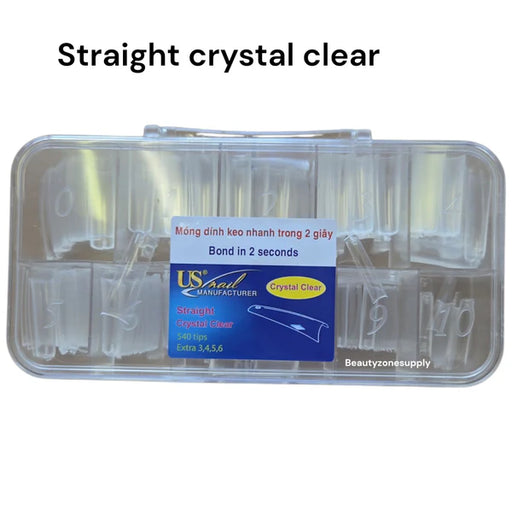 USN Straight Crystal Clear Nail Tip BOX (Pk: 544 pcs/box, 96 boxes/case)