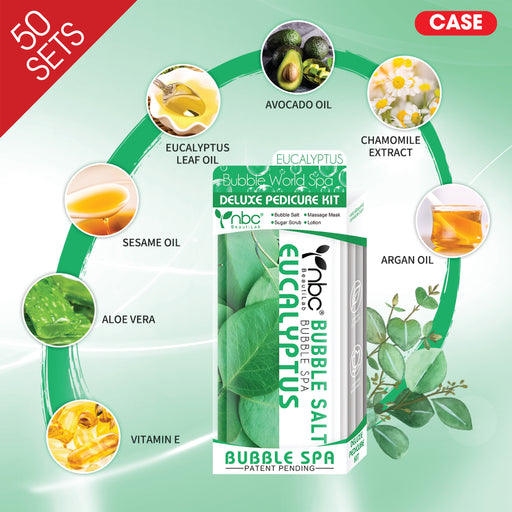 NBC BUBBLE Pedicure Kit 4 Step, CASE, FRESH EUCALYPTUS (Pk: 50 pcs/case, 90 cases/pallet)