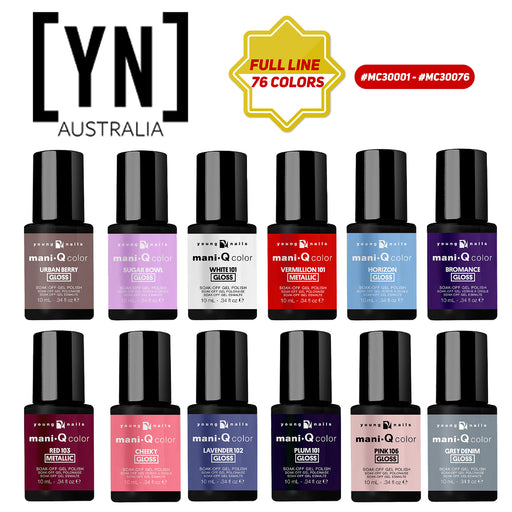 Young Nails Gel Polish, ManiQ Color Collection, Full line of 76 colors (from MC30001 to MC30076), 0.34oz