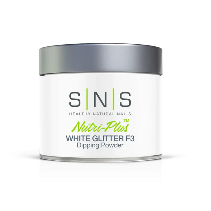 SNS Dipping Powder, WHITE GLITTER F3, 4oz (Pk: 20 pcs/case)