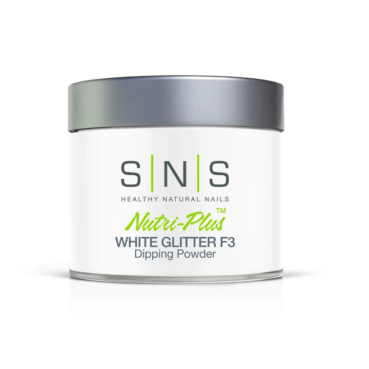 SNS Dipping Powder, WHITE GLITTER F3, 4oz (Pk: 20 pcs/case)