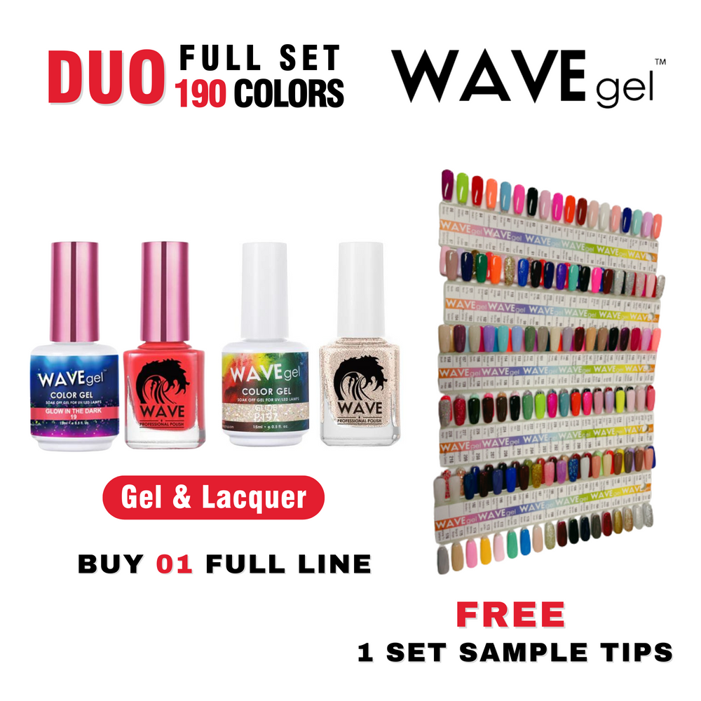 Wave Gel Polish, Matching Duo,  Full Line 190 Color (From 050 To 240), Free Sample Tips