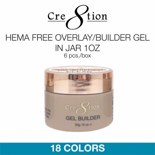 Cre8tion 1oz HEMA Free Overlay/Builder Gel in Jar (18 Colors) 000