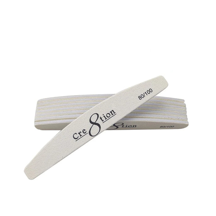 Cre8tion Premium White Nail Files Harbor Bridge, Grit 80/100, CASE (Pk: 50 pcs/pack, 30 packs/case)