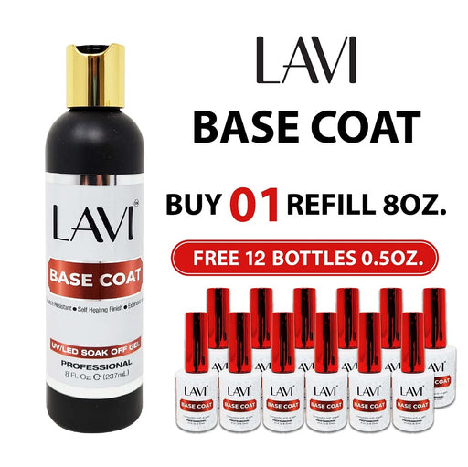 Lavi Base Coat Refill 8oz, Buy 01 Get 12 Lavi Base Coat 0.5oz FREE