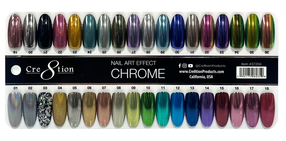 Cre8tion 1g Chrome Nail Art Effect, Sample tips 000