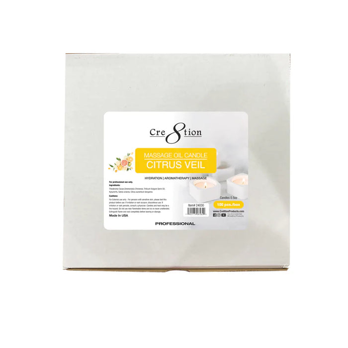 Cre8tion Massage Oil Candles 0.5oz, Citrus Veil BOX (Pk: 100 pcs/box)