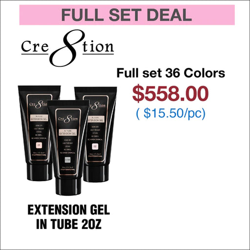 Cre8tion In Tube Extension Gel 2oz - Full Set 36 colors