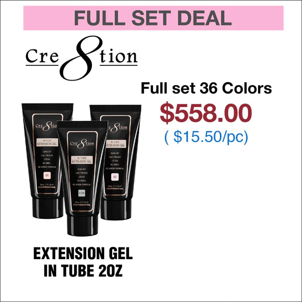 Cre8tion In Tube Extension Gel 2oz - Full Set 36 colors