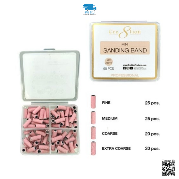 Cre8tion Mini Pink Sanding Bands MIXED GRIT (PK: 90 pcs./box, 400 boxes/case)