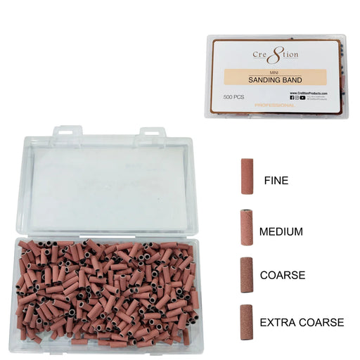 Cre8tion Mini Pink Sanding Band - COARSE, BOX (Pk: 500 pcs/box, 500 boxes/case) - SKU 17771