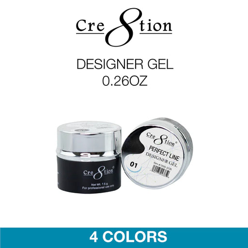 Cre8tion Gel 7.5g - PERFECT LINE DESIGNER (4 Colors), (Pk: 320 pcs/case) Collection 000