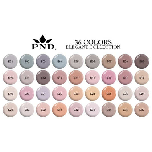 PND 3in1 Dipping Powder + Gel Polish + Nail Lacquer, Elegant Collection, Full line of 36 colors (From E01 to E36) OK0324QT