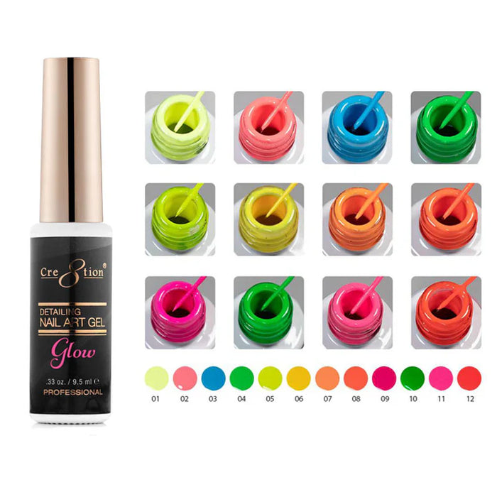 Cre8tion 0.25oz GLOW IN THE DARK DETAILING Gel Collection 000