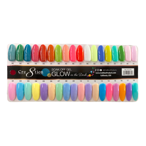 Cre8tion Glow In The Dark Gel & Jewel Gel, Counter Foam Display Color Chart, 36 Colors,  37051