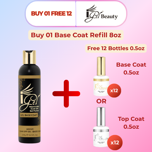 iGel Base Coat Refill 8oz - Buy 1 Get 12 Size 0.5oz Free