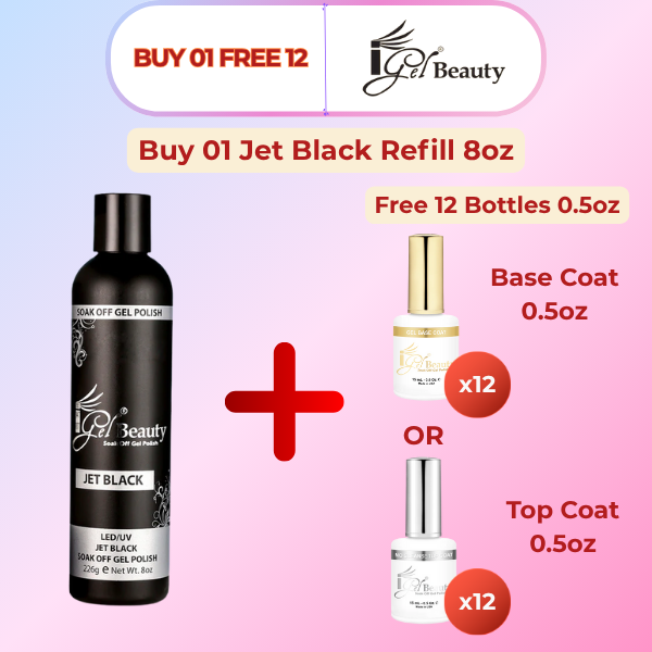 iGel Jet Black 8oz Refill - Buy 1 Get 12 Size 0.5oz Free