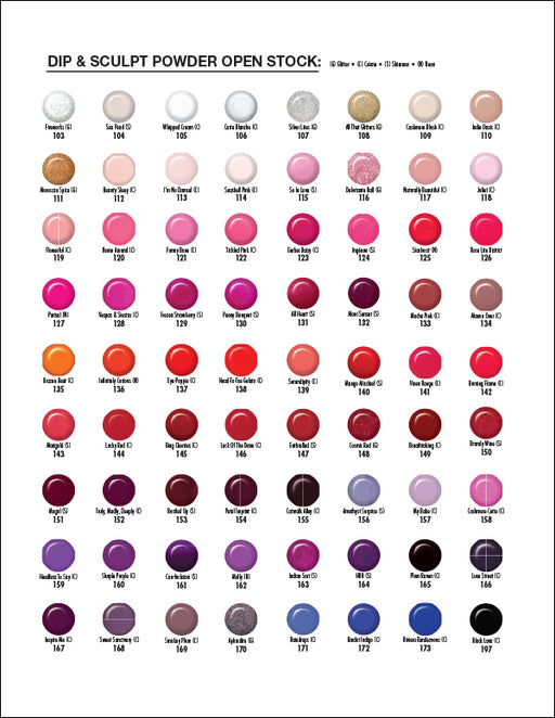 IBD Dip & Sculpt Powder, Full line of 72 colors (From 103BP to 174BP), 2oz OK0330LK