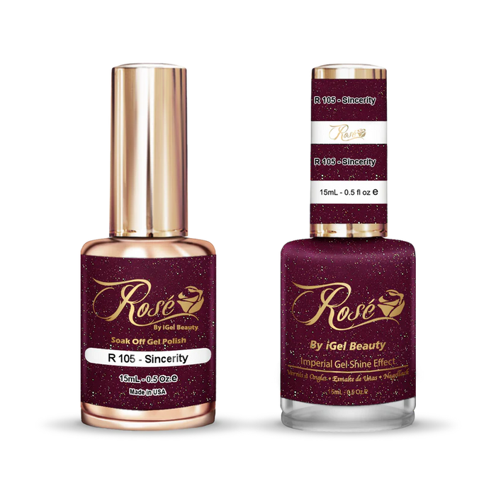 iGel 0.5oz, ROSE Collection, Gel Polish + Nail Lacquer, #105, Sincerity