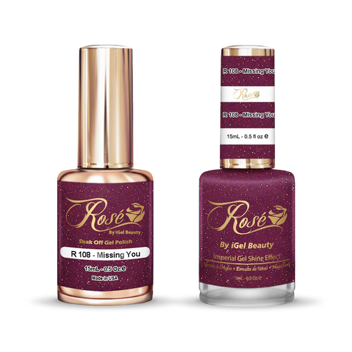 iGel 0.5oz, ROSE Collection, Gel Polish + Nail Lacquer, #108, Missing You