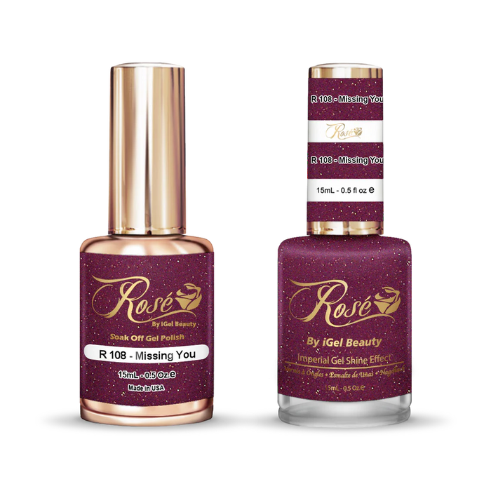 iGel 0.5oz, ROSE Collection, Gel Polish + Nail Lacquer, #108, Missing You