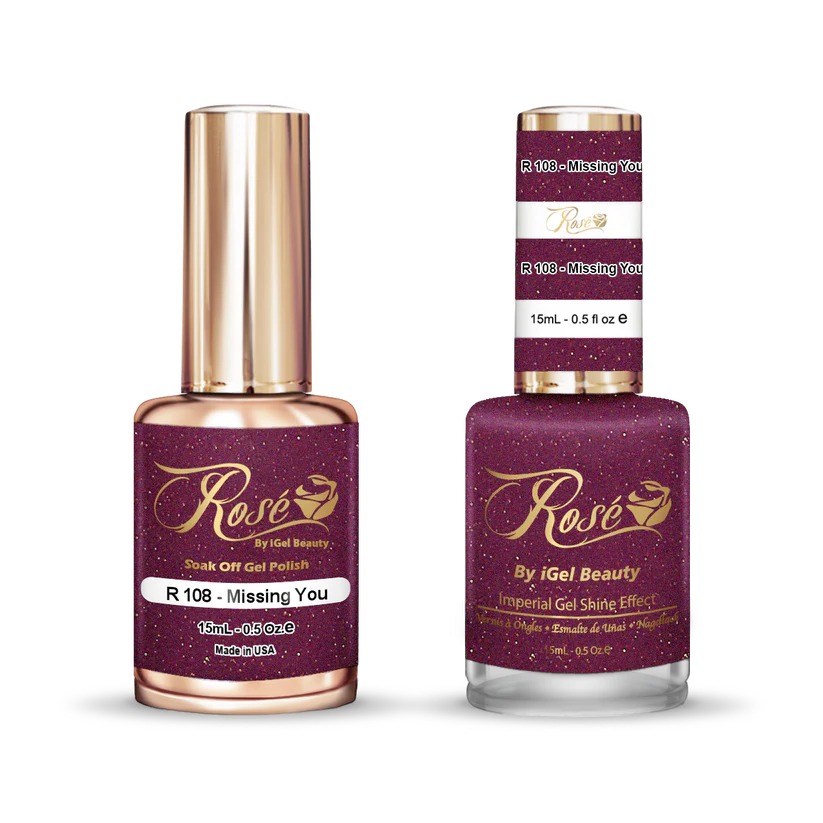 iGel 0.5oz, ROSE Collection, Gel Polish + Nail Lacquer, #108, Missing You