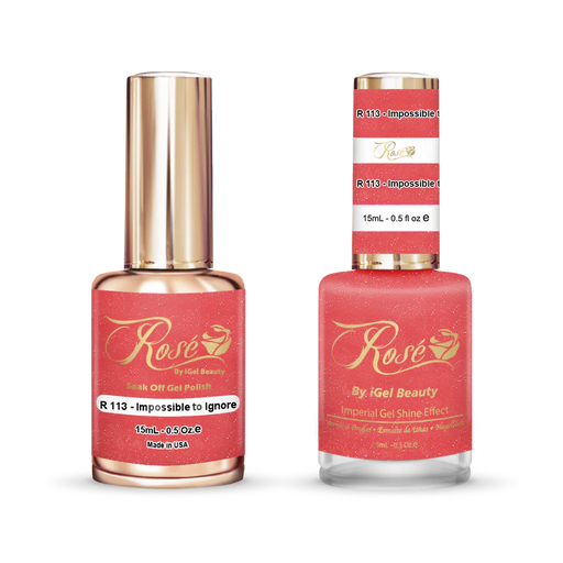 iGel 0.5oz, ROSE Collection, Gel Polish + Nail Lacquer, #113, Impossible To Ignore