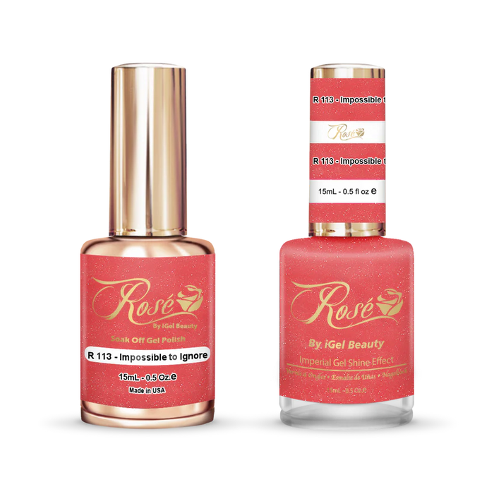 iGel 0.5oz, ROSE Collection, Gel Polish + Nail Lacquer, #113, Impossible To Ignore