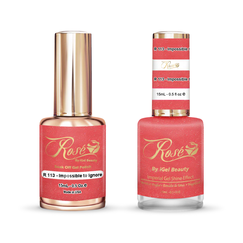 iGel 0.5oz, ROSE Collection, Gel Polish + Nail Lacquer, #113, Impossible To Ignore