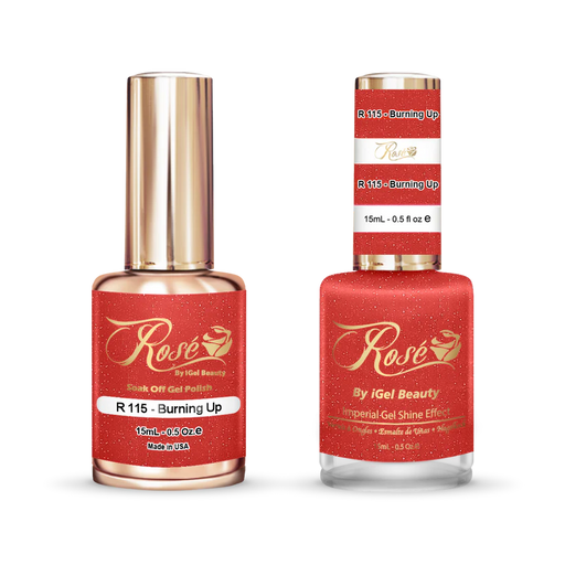 iGel 0.5oz, ROSE Collection, Gel Polish + Nail Lacquer, #115, Burning Up