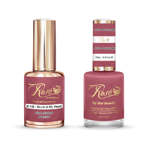 iGel 0.5oz, ROSE Collection, Gel Polish + Nail Lacquer, #118, Stuck In My Heart